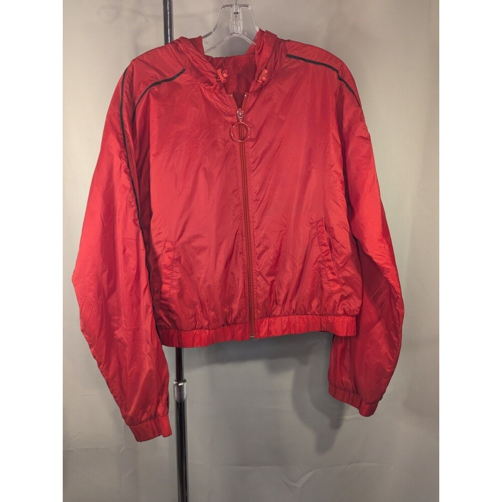 Forever 21 Jacket Womens L Cropped Windbreaker Bomber Full Zip Pocket [C16]